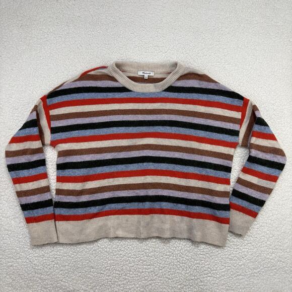 Madewell Colorful Striped Merino Wool Alpaca Sweater Womens Size Small Boxy Fit - Picture 2 of 8